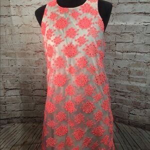 Fee‎ way pink and tan dress With orange flowers M